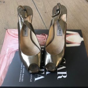 Jimmy Choo slingback peeptoe platform sandals